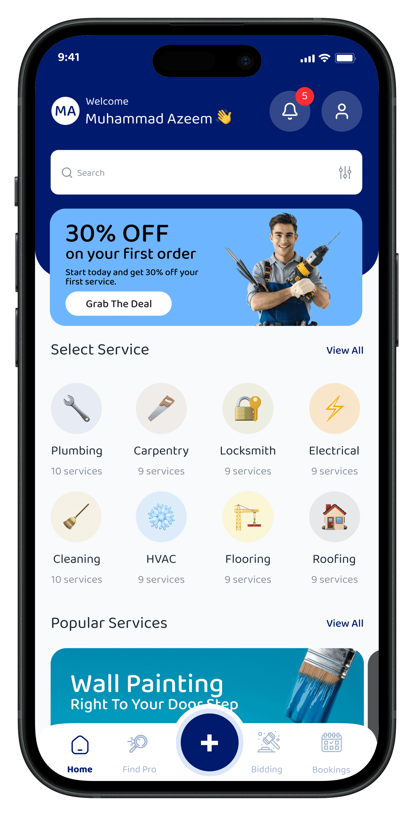 Servisca Mobile App Interface
